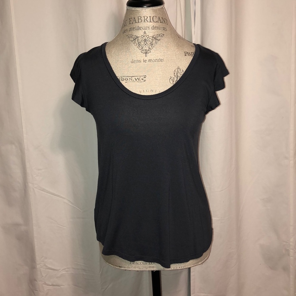 Loft Slate Gray Flutter sleeve Tee